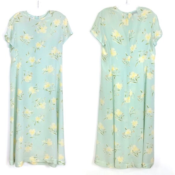 Vintage 100% Silk Maxi Floral Romantic Cottagecore Dress By Rena Rowan Sz 14P - Picture 8 of 16